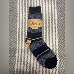 Born Extra Warm Cabin Socks NEW- Navy Blue Striped